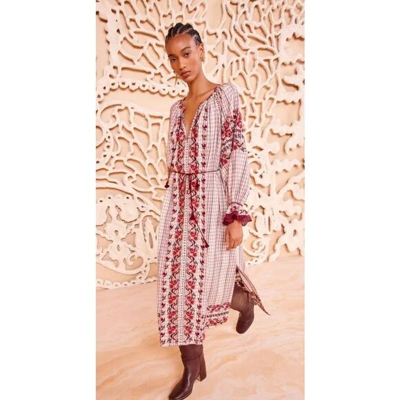 ULLA JOHNSON Filia Plaid Dress in Madras NWT Size 10 - Picture 1 of 10